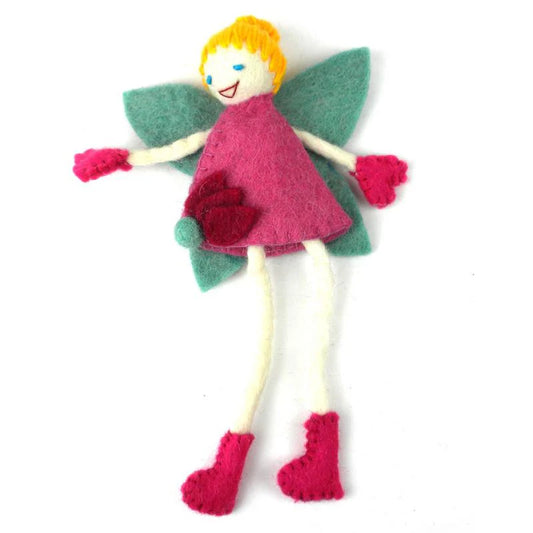 Hand Felted Tooth Fairy Pillow - Blonde with Pink Dress