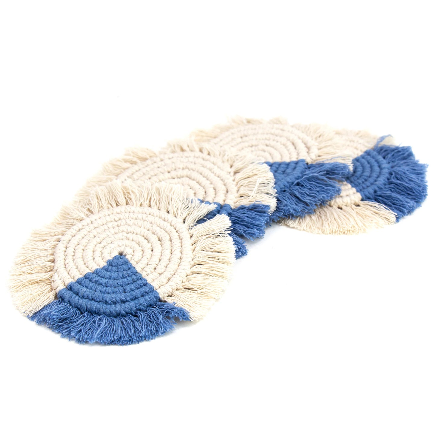 Macrame Coasters with Fringe, Set of 4