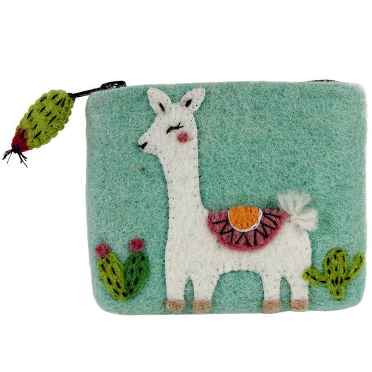 Felt Happy Llama Coin Purse