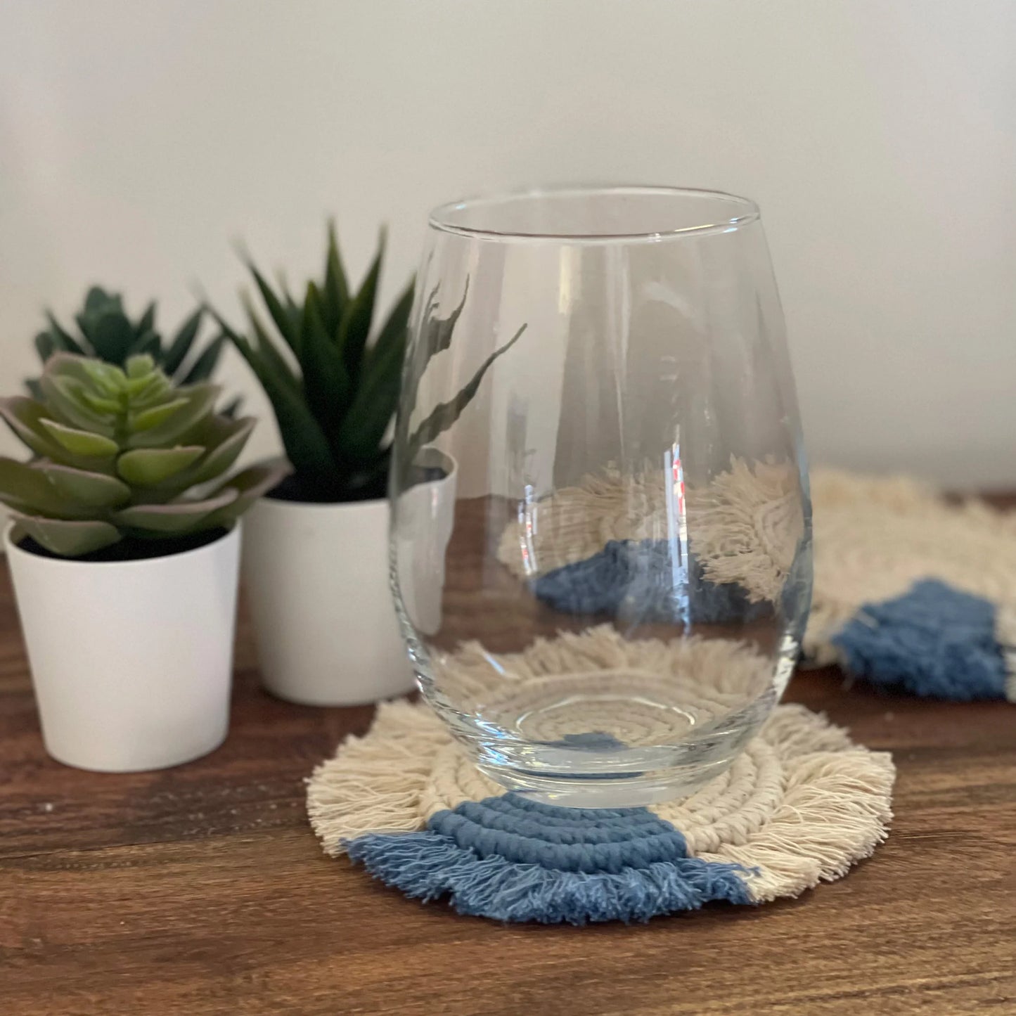 Macrame Coasters with Fringe, Set of 4