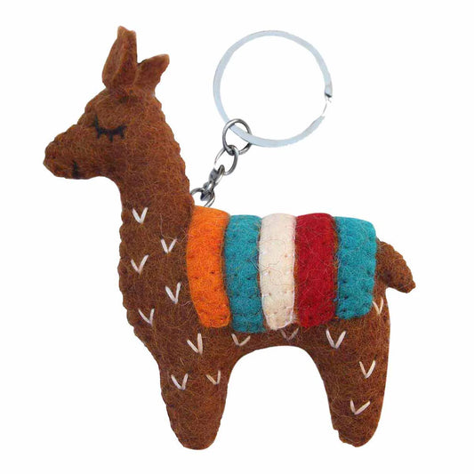 Felt Brown Llama Keychain