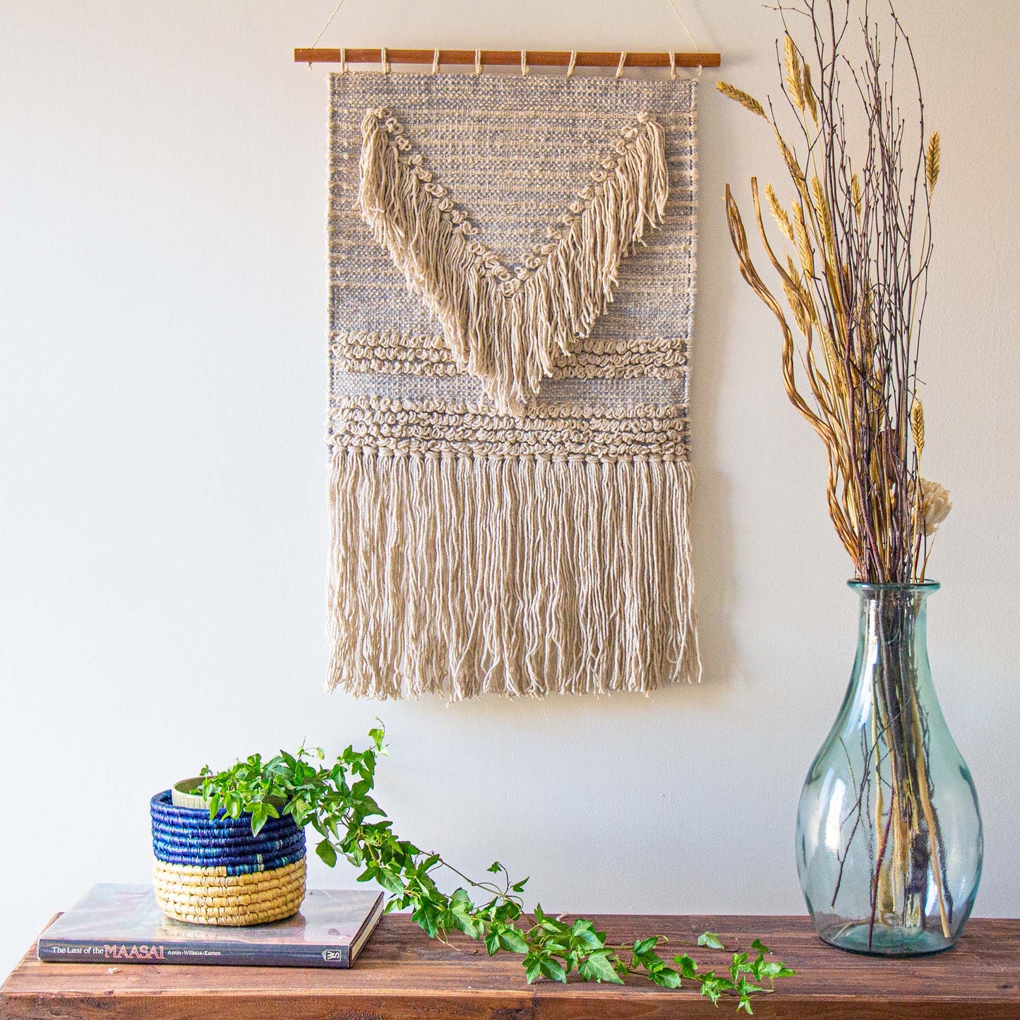 Handwoven Boho Wall Hanging - Blue