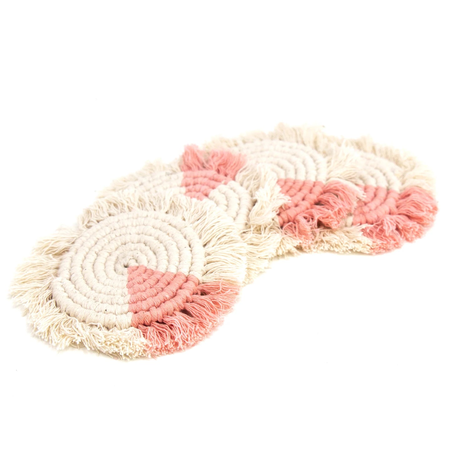 Macrame Coasters with Fringe, Set of 4